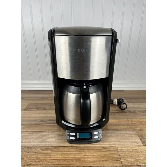 Krups Coffee Maker Stainless Programmable Drip Machine Thermal Carafe FMF5 10CUP - Picture 1 of 14